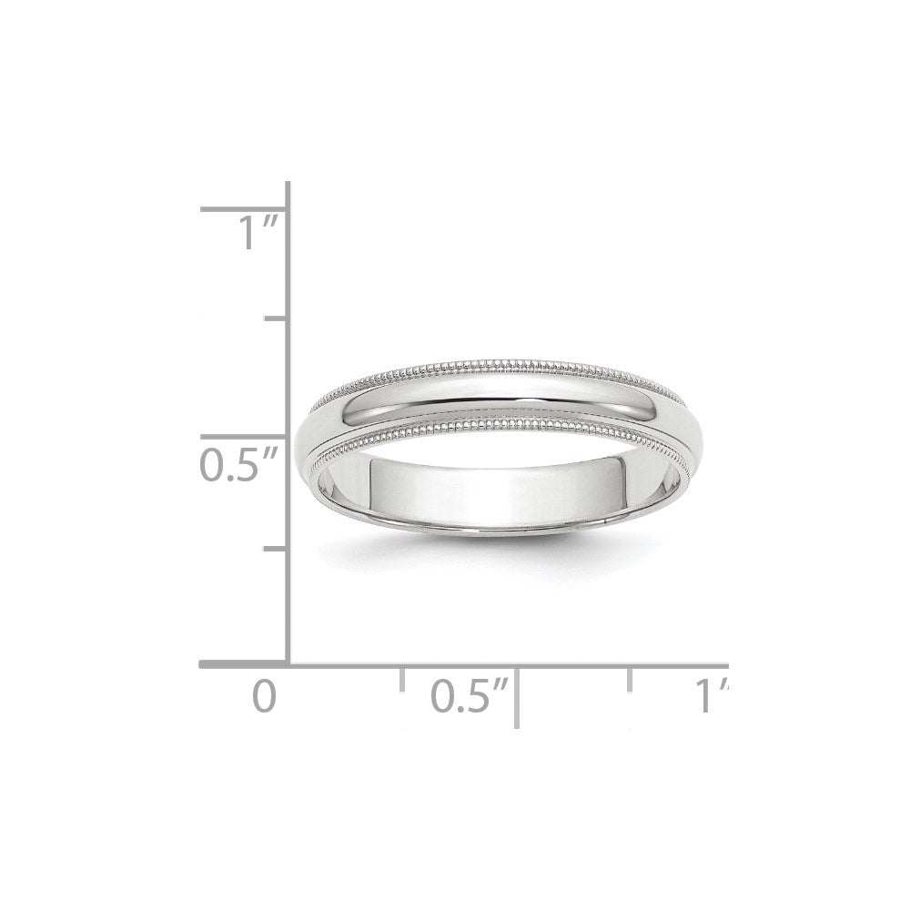 14k White Gold 4mm Milgrain Half Round Wedding Band