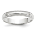 10k White Gold 4mm Milgrain Half Round Wedding Band