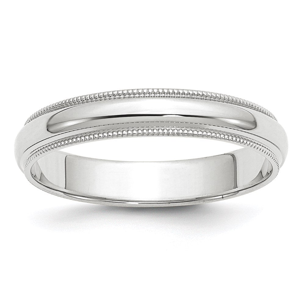 10k White Gold 4mm Milgrain Half Round Wedding Band