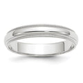 14k White Gold 4mm Milgrain Half Round Wedding Band