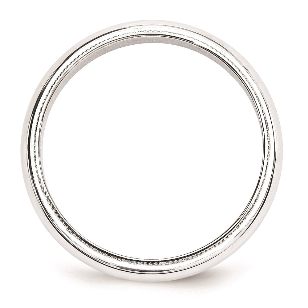 10k White Gold 5mm Milgrain Half Round Wedding Band