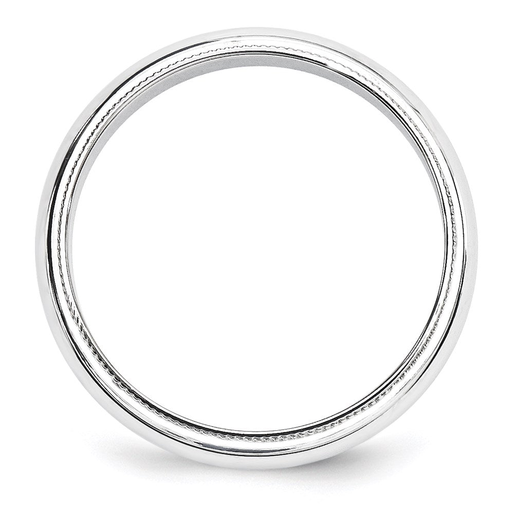 14k White Gold 5mm Milgrain Half Round Wedding Band