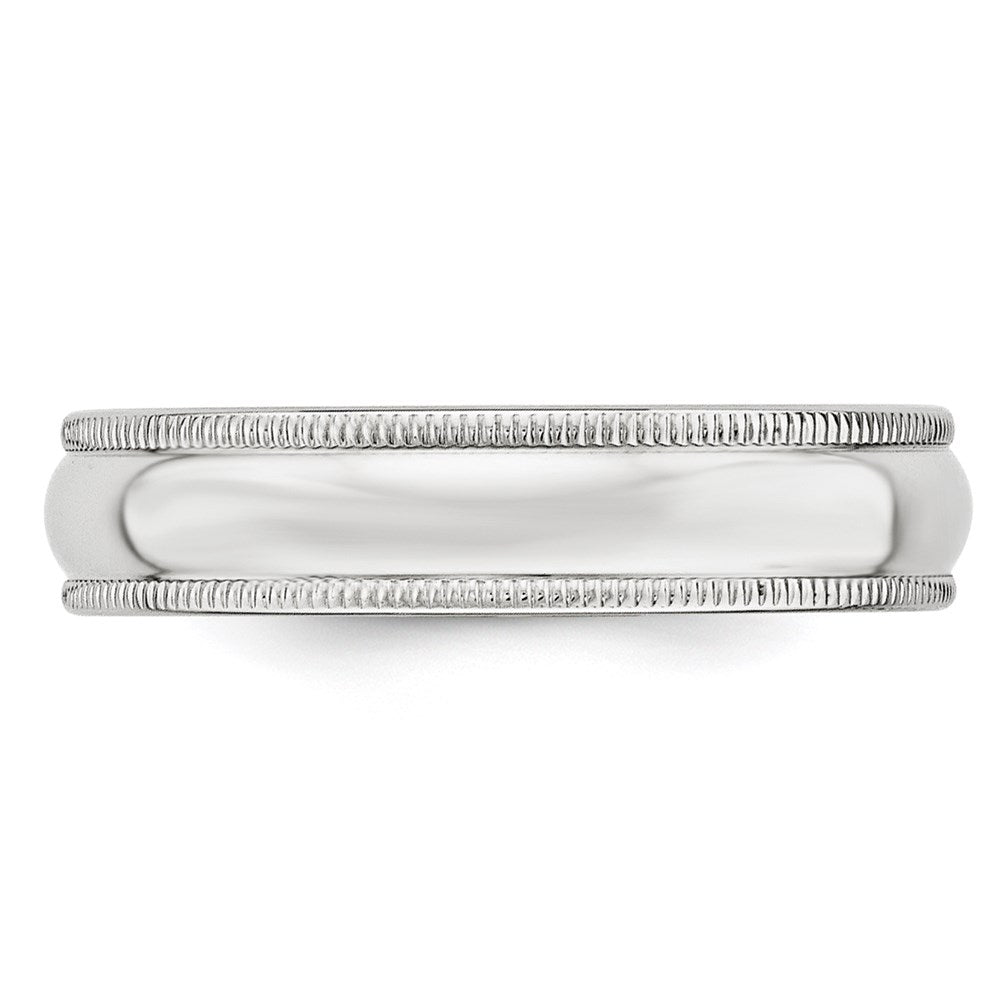 10k White Gold 5mm Milgrain Half Round Wedding Band