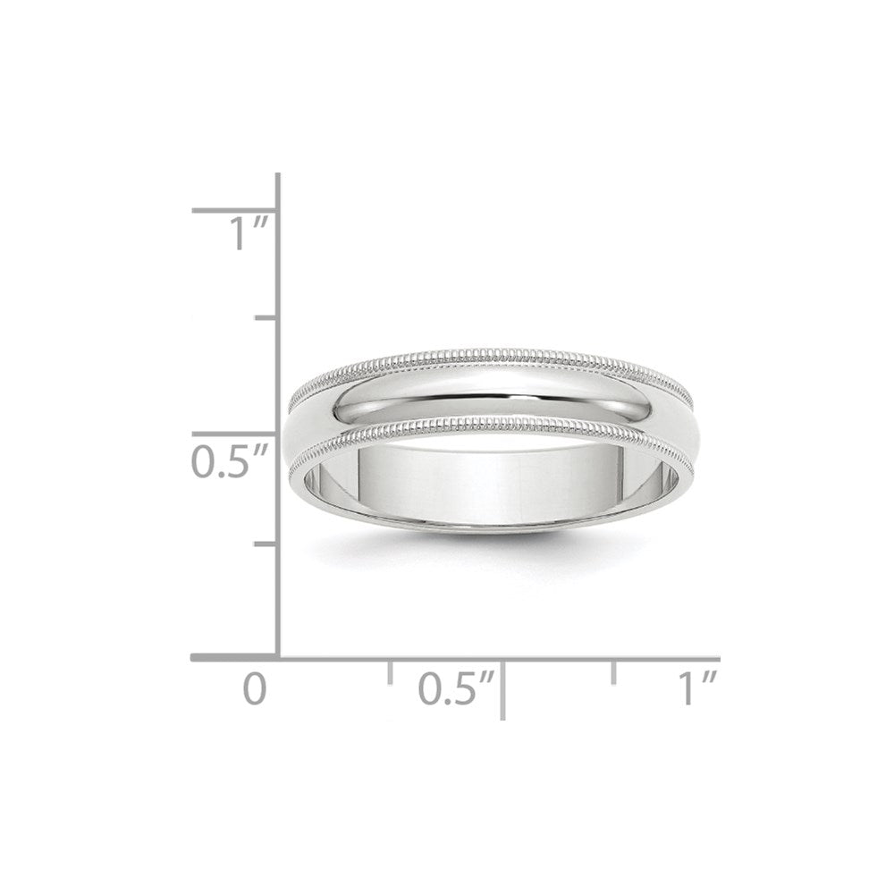 14k White Gold 5mm Milgrain Half Round Wedding Band
