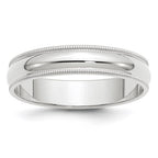 10k White Gold 5mm Milgrain Half Round Wedding Band