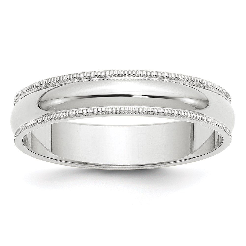 14k White Gold 5mm Milgrain Half Round Wedding Band