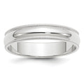 14k White Gold 5mm Milgrain Half Round Wedding Band
