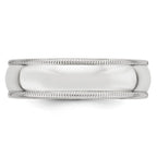 14k White Gold 6mm Milgrain Half Round Wedding Band