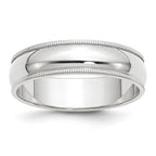 10k White Gold 6mm Milgrain Half Round Wedding Band