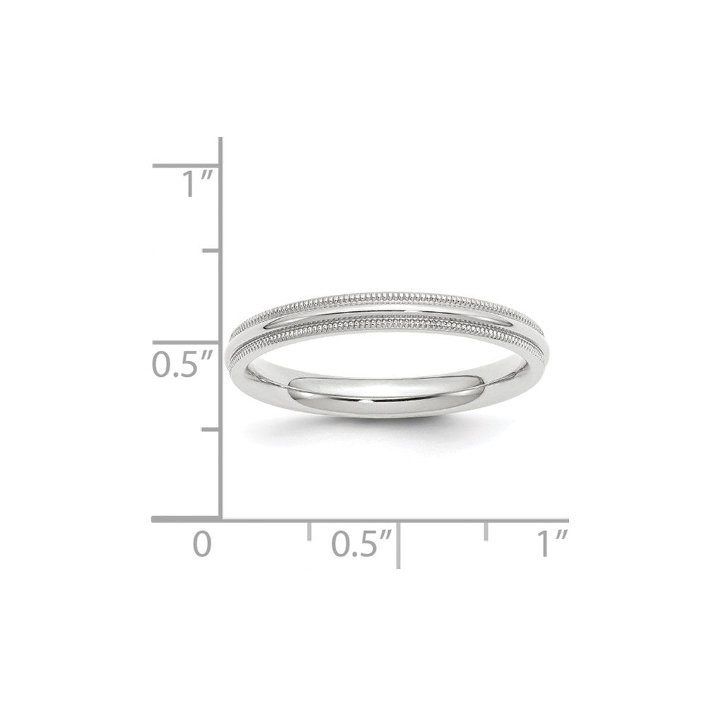 14k White Gold 3mm Milgrain Half Round Comfort Fit Wedding Band