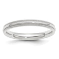10k White Gold 3mm Milgrain Half Round Comfort Fit Wedding Band