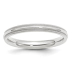 10k White Gold 3mm Milgrain Half Round Comfort Fit Wedding Band