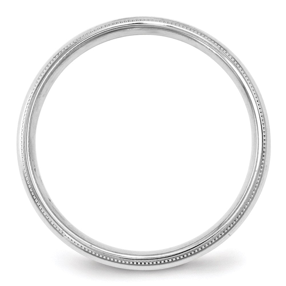 10k White Gold 4mm Milgrain Half Round Comfort Fit Wedding Band