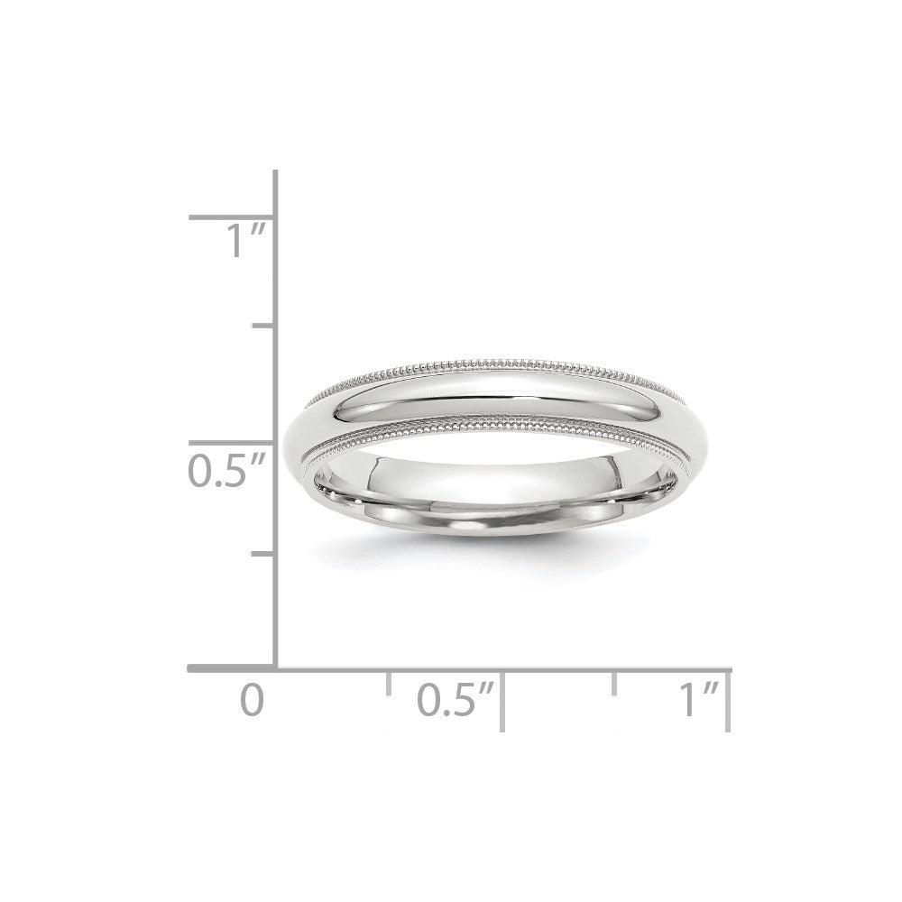 10k White Gold 4mm Milgrain Half Round Comfort Fit Wedding Band