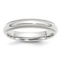 10k White Gold 4mm Milgrain Half Round Comfort Fit Wedding Band