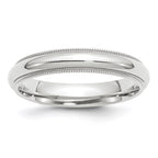 14k White Gold 4mm Milgrain Half Round Comfort Fit Wedding Band