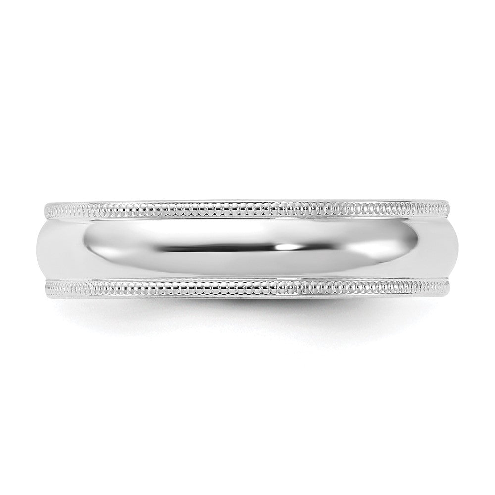 10k White Gold 5mm Milgrain Half Round Comfort Fit Wedding Band