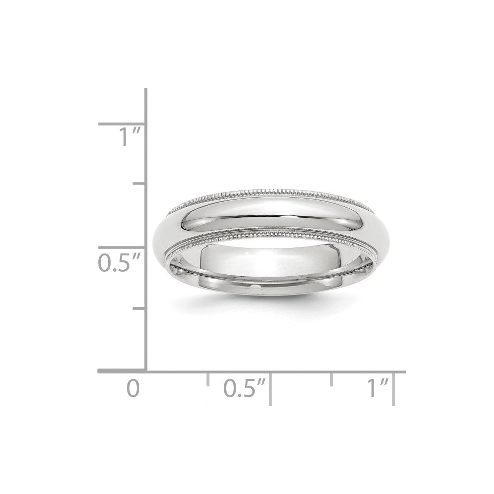 10k White Gold 5mm Milgrain Half Round Comfort Fit Wedding Band