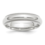 14k White Gold 5mm Milgrain Half Round Comfort Fit Wedding Band