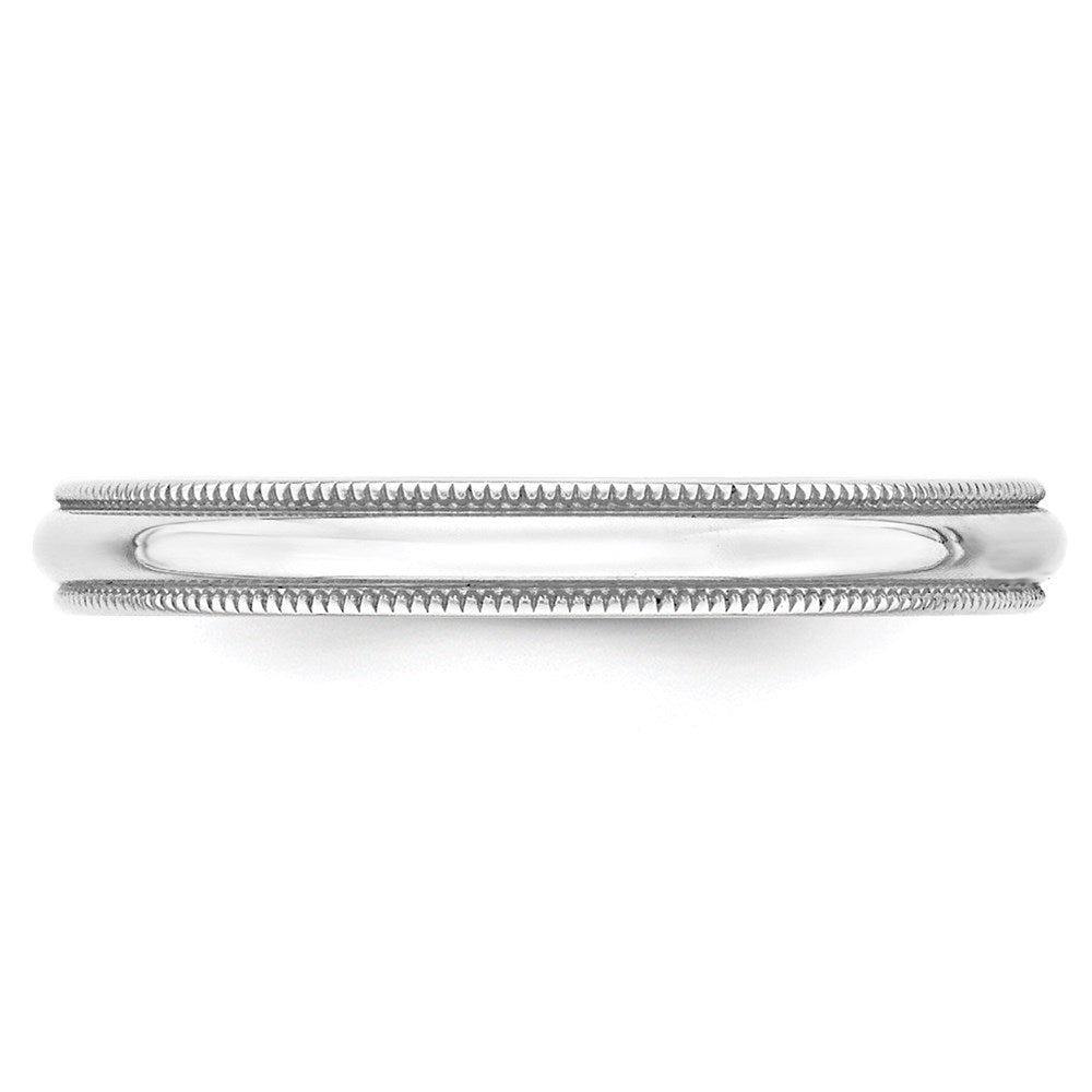 14k White Gold 3mm Lightweight Milgrain Half Round Wedding Band