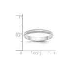 10k White Gold 3mm Lightweight Milgrain Half Round Wedding Band