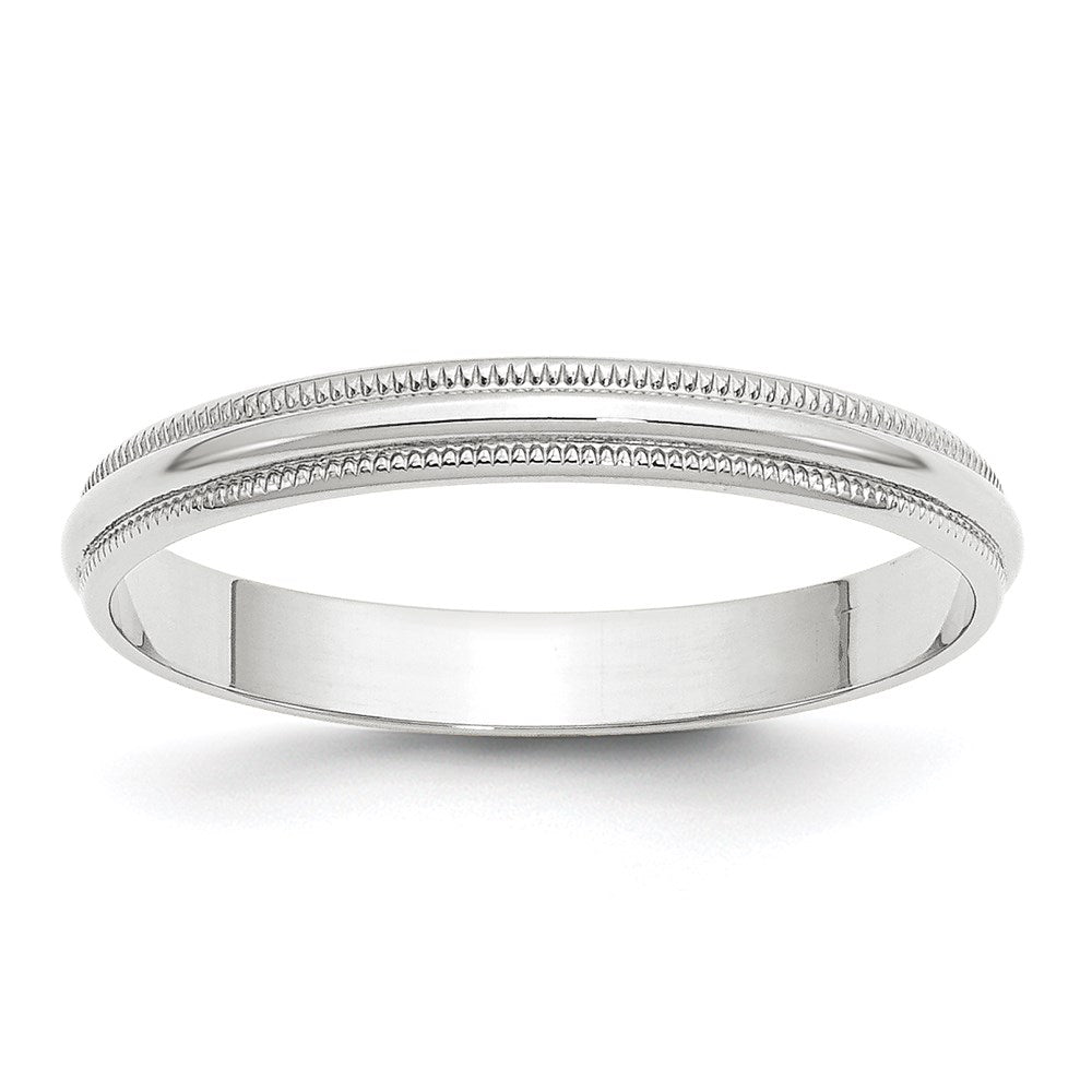 10k White Gold 3mm Lightweight Milgrain Half Round Wedding Band