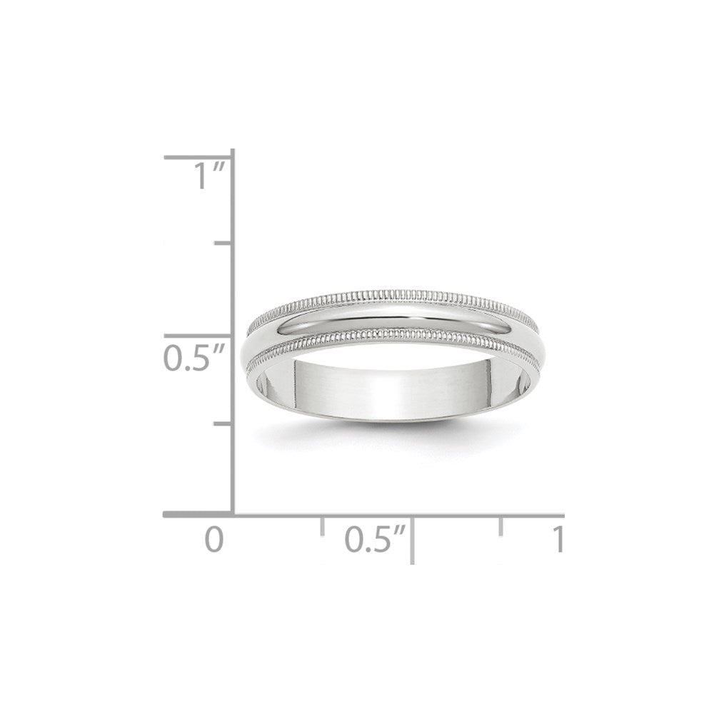 14k White Gold 4mm Lightweight Milgrain Half Round Wedding Band