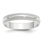 10k White Gold 4mm Lightweight Milgrain Half Round Wedding Band
