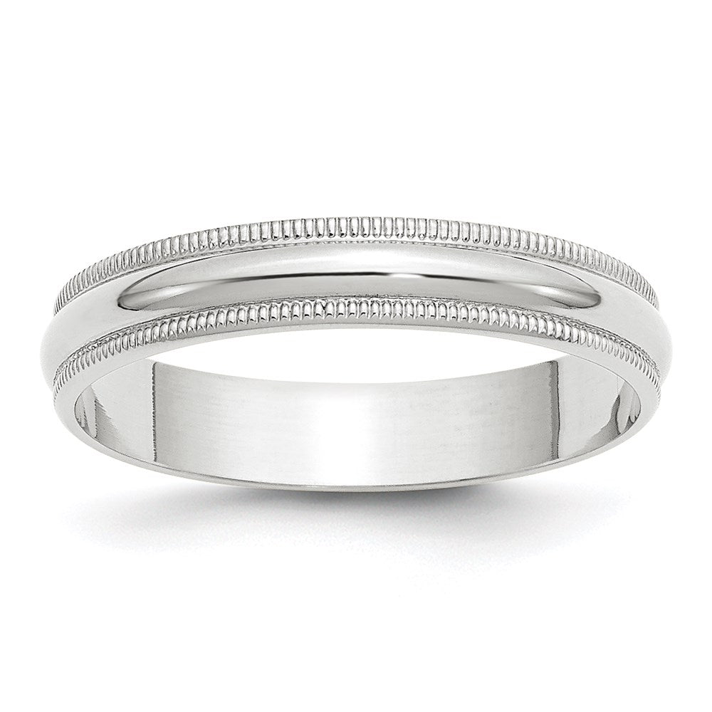 10k White Gold 4mm Lightweight Milgrain Half Round Wedding Band