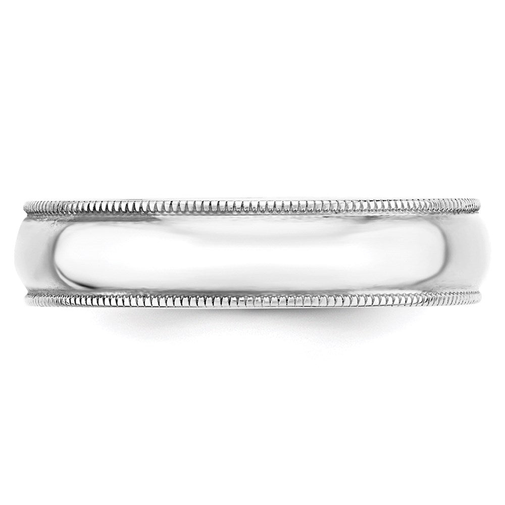 14k White Gold 5mm Lightweight Milgrain Half Round Wedding Band