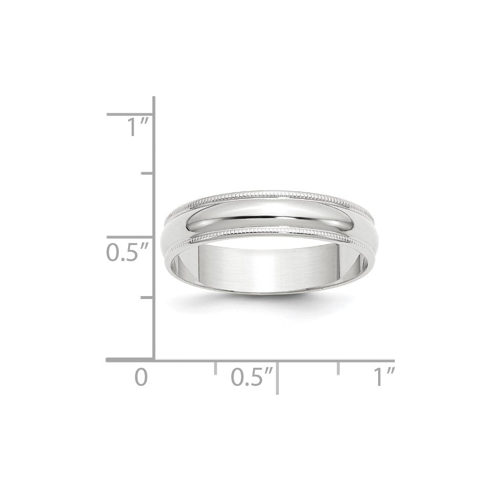 10k White Gold 5mm Lightweight Milgrain Half Round Wedding Band