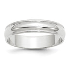 14k White Gold 5mm Lightweight Milgrain Half Round Wedding Band