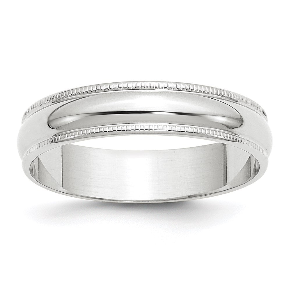 14k White Gold 5mm Lightweight Milgrain Half Round Wedding Band