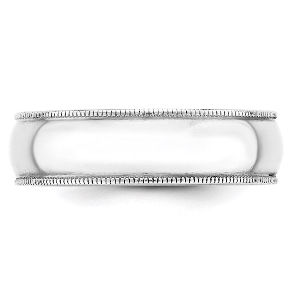 10k White Gold 6mm Lightweight Milgrain Half Round Wedding Band