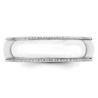 14k White Gold 6mm Lightweight Milgrain Half Round Wedding Band
