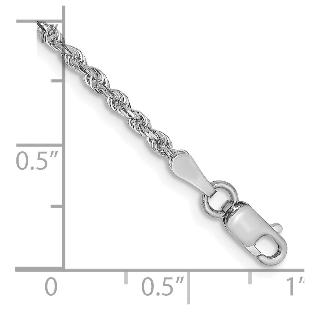 14K White Gold 2mm Diamond-cut Quadruple Rope Lobster Clasp Chain