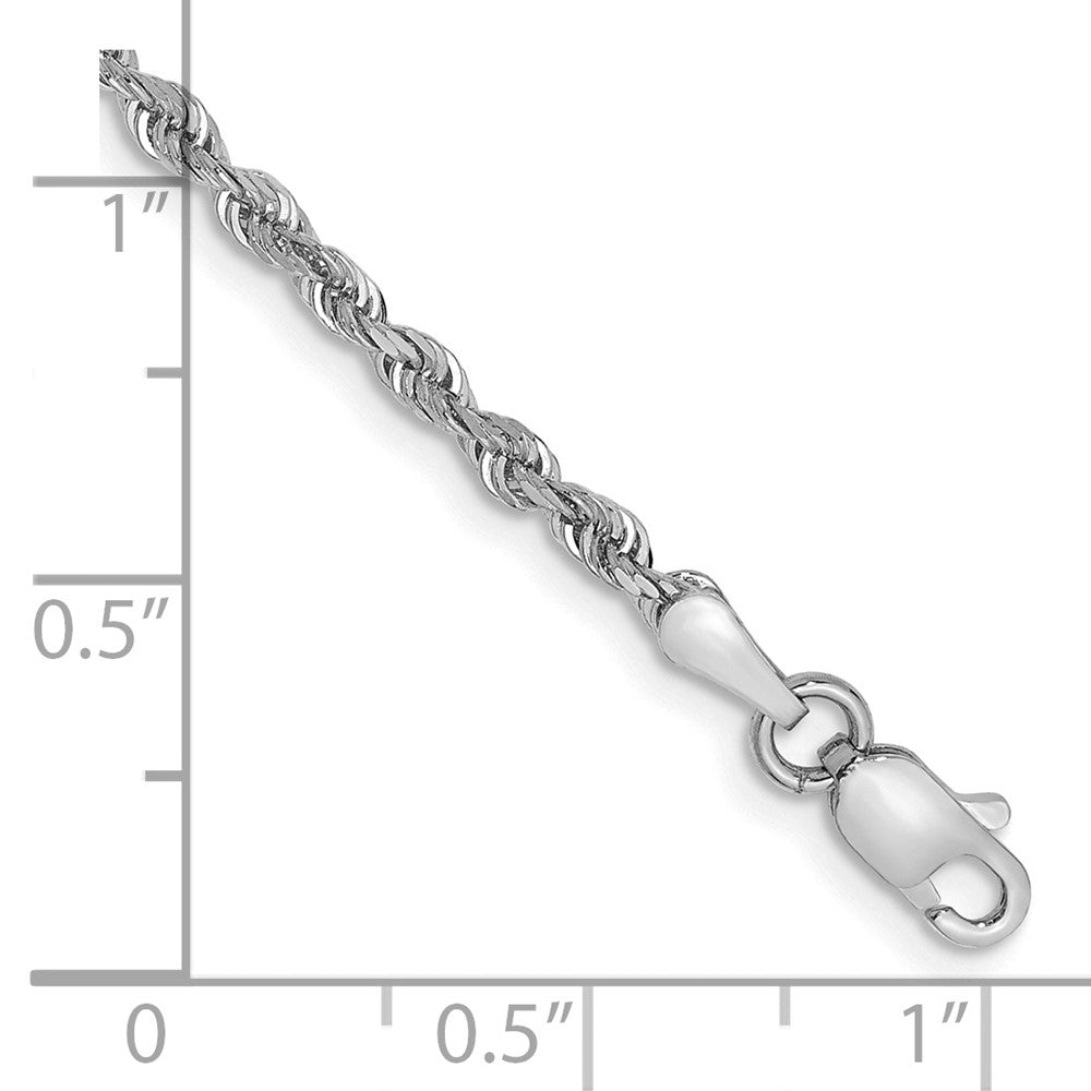 14K White Gold 2.25mm Diamond-cut Quadruple Rope Lobster Clasp Chain