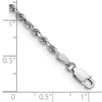 14K White Gold 2.75mm Diamond-cut Quadruple Rope Lobster Clasp Chain