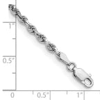 14K White Gold 3mm Diamond-cut Quadruple Rope Lobster Clasp Chain