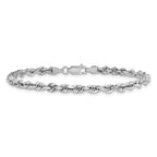 14K White Gold 4mm Diamond-cut Quadruple Rope Lobster Clasp Chain