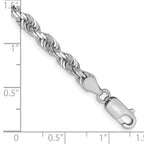 14K White Gold 4.5mm Diamond-cut Quadruple Rope Lobster Clasp Chain