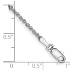 14K White Gold 1.7mm Ropa with Lobster Clasp Anklet