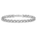 14k White Gold 5mm Hollow Double Link 8.25 inch Charm Bracelet