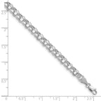 14k White Gold 5mm Hollow Double Link 8.25 inch Charm Bracelet