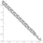14k White Gold 6.25mm Hollow Double Link 8.25 inch Charm Bracelet