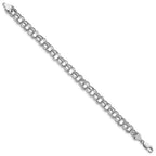 14k White Gold 9mm Hollow Double Link 8.25 inch Charm Bracelet