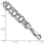 14k White Gold 9mm Hollow Double Link 8.25 inch Charm Bracelet