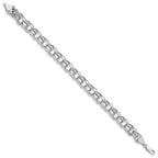 14k White Gold 9.5mm Hollow Double Link 8.25 inch Charm Bracelet
