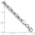 14k White Gold Polished Diamond-cut X-and-Heart 7 inch Bracelet