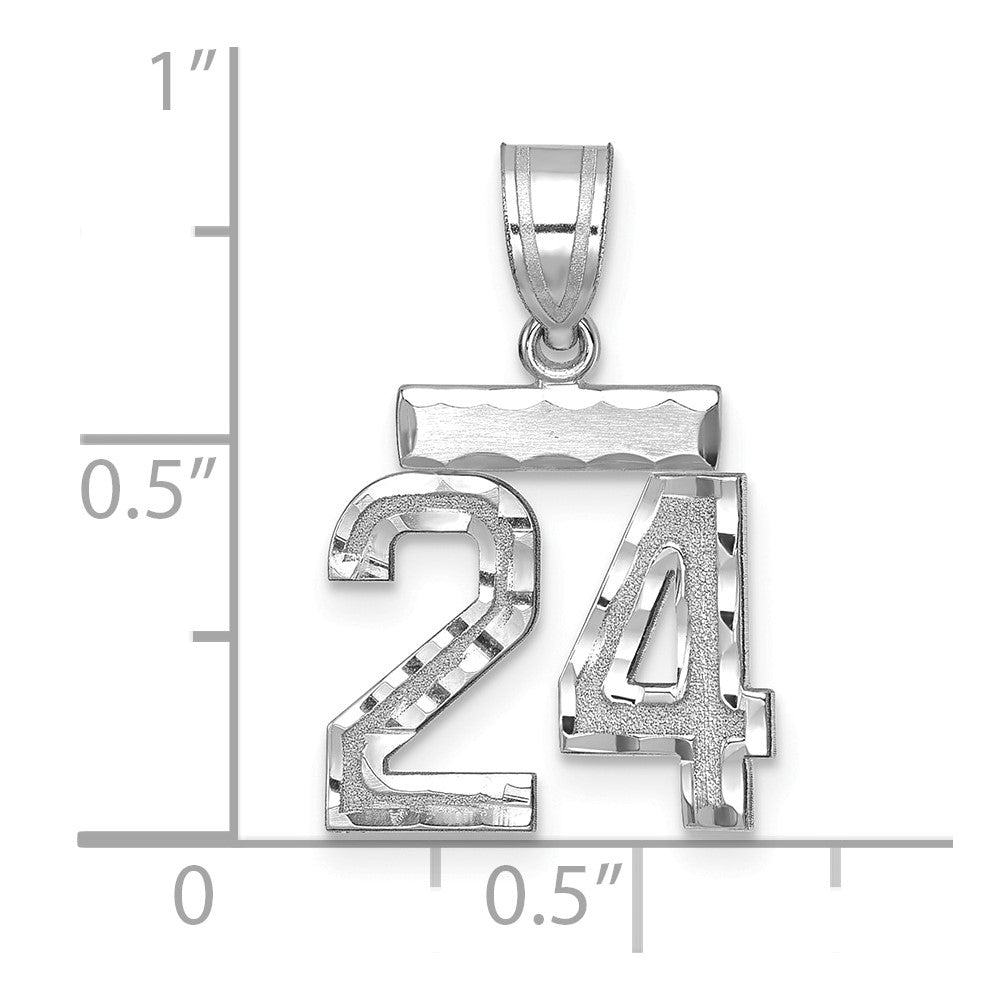 14kw Small Brushed  Diamond-cut Number 24 Charm